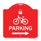 Signmission Parking W/ Lock Cycle & Right Arrow, Red & White Aluminum Sign, 18" x 18", RW-1818-23473 A-DES-RW-1818-23473 - alternate 1